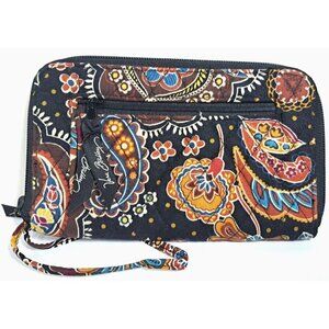 Vera Bradley Kensington 6"x8" Brown Paisley Wristlet Zipper Wallet Retired